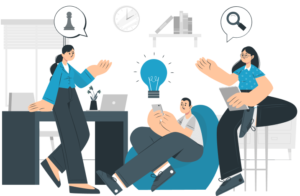 Team researching ideas illustration