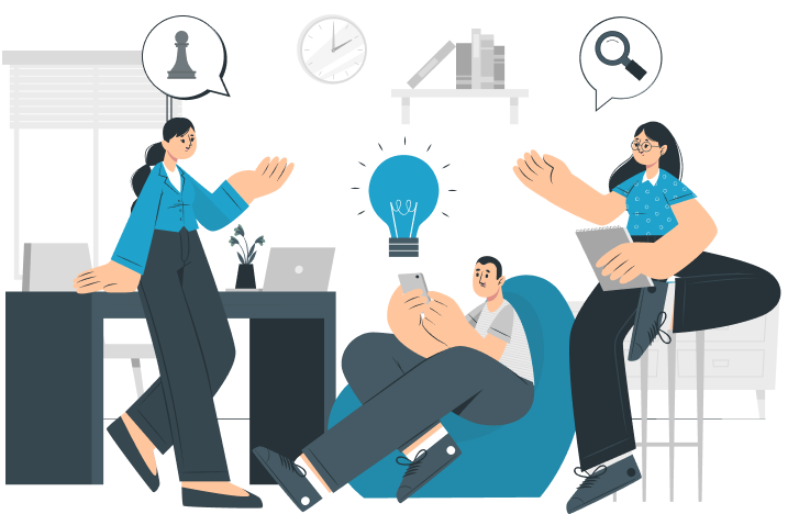 Team researching ideas illustration